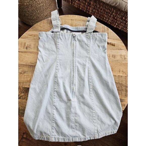 Top Shop Bleach Denim Jean Romper Dress Women's Size 10 Moto - Picture 7 of 10